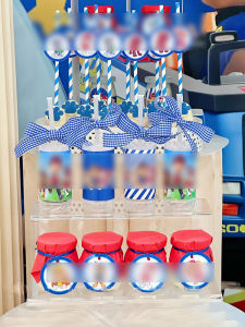 Blue Themed Dog Team Birthday Cake Decoration Cute Cartoon Boys Dessert Table Decorations Party Stickers Festive Supplies