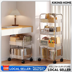2/3/4-Layer Transparent Snack Trolley Cart With Wheels Movable Home Storage Kitchen Storage Trolley Rack