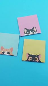 50sheets Cartoon Cat Sticky Notes Cute Cat Memo Pads Self Adhesive Notepads for Students Office Supplies Planner Decoration