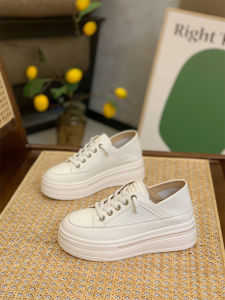 Womens Casual Thick Bottom High Top Shoes Spring Summer Trend Breathable Leather Sneakers Increased Height 7CM Flats
