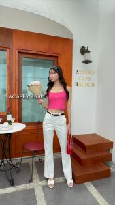 Acasey กางเกงขายาวผู้หญิง ขาม้า ม้ากลาง ผ้าโรเชฟ ทรงสวย เก็บทุกสัดส่วน ไซส์ S - 3XL