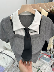 Chic Sweet Spicy Short-Sleeved Polo Shirt for Women Unique Slim Fit Summer T-shirt with POLO Collar for Birthday Party