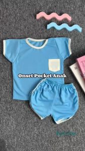 ByKiddos - Setelan Anak Laki-Laki Lokal / Setelan Anak Laki-Laki T-Shirt Pocket dan Celana Pendek / Baju Santai Anak