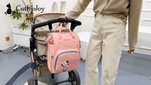 CathyJoy Mommy Diaper Bag Thermal Insulated Minnie Mickey Nappy Backpack Hanging On Stroller Maternity Baby Kids Travel Mom Shoulder Bag
