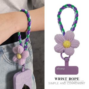 สายรัดข้อมือโทรศัพท์แบบถักสีบล็อกพร้อมหัวเข็มขัดแบบถักสี่เส้น สายรัดข้อมือแบบถักยาวสำหรับผู้หญิง กระเป๋าใส่โทรศัพท์แบบสะพายไหล่แบบพกพาสำหรับกลางแจ้ง