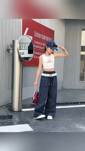 Kids Girls Cargo Pants New Korean Fashion Baggy Pants Lace Decoration Elastic Waistband Loose Girls Trousers Casual Girls Outfit High Quality Fabric Breathable Comfortable Girls Bottoms 7-16yrs