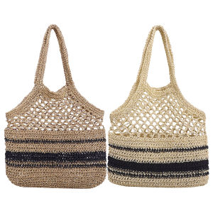 Women Woven Shoulder Bags Large Capacity Tote Handbag Purse Hollow Out Casual for Summer Vacation