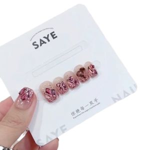 【FREE TOOLS】10pcs Artificialnail fake Handmade nails sticker press on nails short fake nail 美甲片 甲片 假指甲 穿戴美甲 指甲貼片 手工甲
