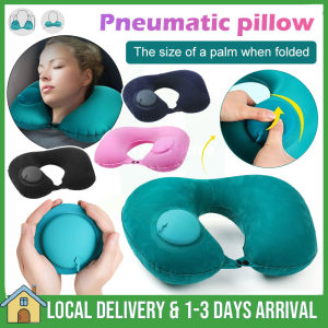 Inflatable Travel Neck Pillow Press Type Air U-shaped Pillow Soft Health Portable Travel Pillow Adult Aircraft for Office Airplane Home Car