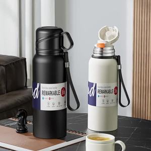 Large Capacity Insulated Double Lid Stainless Steel Tea Separator Bottle