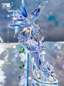 Art Model Snow Love Magic Crystal Shoe 3D Puzzle Metal Assembly Model Handmade DIY Elsa Fairy Tale Theme Toy for Teens Adults