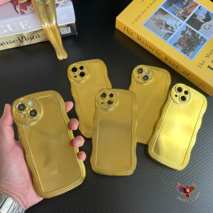 GRC Case gold gelombang casing hp kompatibel untuk Iphone X XS XR 7 8 PLUS 11 12 13 14 all type CGO