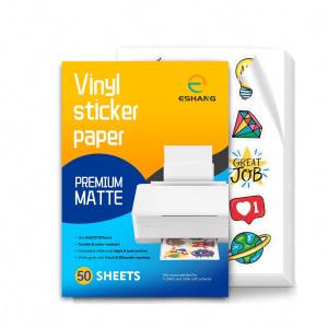 ESHANG A4/Letter High Matte Printable Vinyl Sticker Paper for Inkjet Printer Self-Adhesive Sheets Dries Quickly