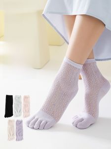 MiiOW | Tất cotton kháng khuẩn mỏng mùa xuân hè cho nữ Tất lưới thấm hút mồ hôi chống mùi Tất cổ ngắn năm ngón MiiOW Cat Person