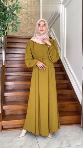 Dress muslim terbaru dan termurah adlyne bahan cringkel airflow/simpel dan elegan