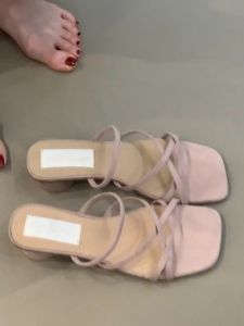 CAIZINI | Square Toe Open Toe Cross Strap Sandals