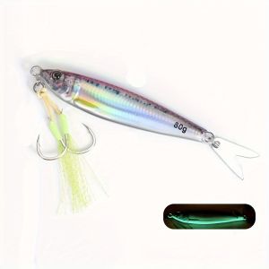 1PC 3D Printed Fast Sinking Metal Jig (40g 60g 80g) – Vertical Saltwater Lure for Shore Casting & Deep Sea Fishing
