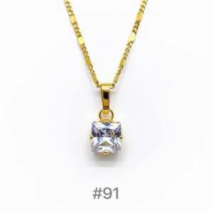 ZIHANG JEWELRY 24K Gold Plated high quality non tarnished SINGLE stone necklace with pendant for women