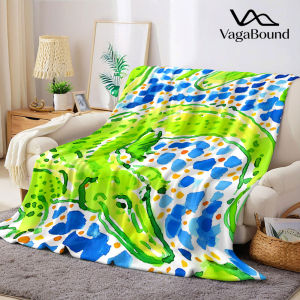 Watercolor Green Dragon Flannel Blanket Warm Soft Halloween Christmas Decorative Couch Warm Cozy All-Season Gift
