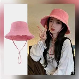 Summer Fisherman Cap for Women Korean Pink Large-Brimmed Bucket Hat Outdoor Beach Travel Sunshade Panama Hats