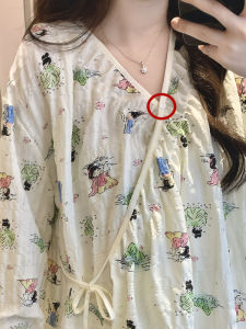 Áo Ngủ Cho Bà Bầu Mùa Hè Bằng Cotton Nguyên Chất Mỏng Cho Bà Bầu Sau Sinh Mặc Ở Nhà Dài Tay Cổ Chữ V Quần Dài Thoải Mái