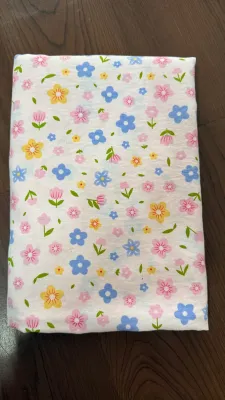 Vải Cotton hàn (đũi lạnh) in hoa hình cute - may bộ đầm handmade decor (dài 1m khổ 1m6 vải cắt liền)