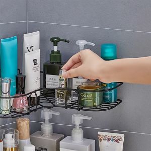 Iron Corner Storage Rack Seamless Storage Basket Household Shelves Wall-Mounted Rack Toilet Bathroom Shelf Organizer