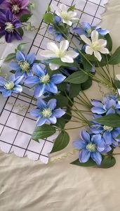 Artificial Clematis Branches with Green Leaves Home Decor Indoor/Outdoor Garden Arrangements Party and Photography Props