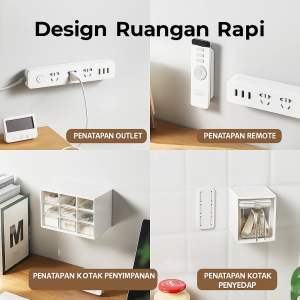 Holder Stop Kontak Gantungan Colokan Listrik Double Tape Hook Tempel Meja Dinding Remote Ac Soket Serbaguna