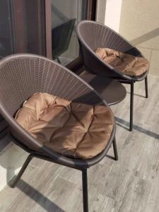 Nordic Minimalist Imitation Rattan Table and Chair Outdoor Casual Balcony Three-Piece Set For Home Mini Small Coffee Table a Table with Two Chairs Combination