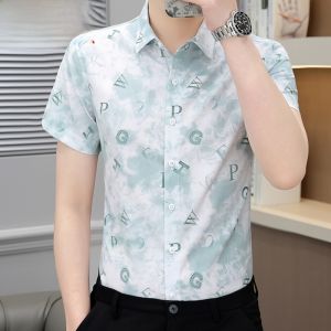 HENGYUANXIANG | Hengyuanxiang Mens Short Sleeve Ice Silk Shirt New Thin Casual Style Summer Lightweight Button Up No Iron Treatment