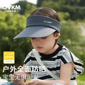 Childrens Outdoor Sun Hat Boys Big Brim Empty Top UV Protection Hat Summer Casual Style Polyester Fiber Letter Pattern Cap