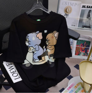 Overseas Order Tail Goods Withdrawn Big Sale ~ Heavy Weight Trendy Cartoon Retro Couple Men and Women Pure Cotton Short Sleeve T-shirt Top