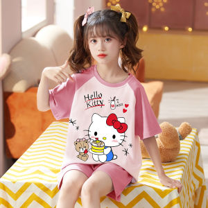 Pure Cotton Breathable Short Sleeve Childrens Sleepwear Set for Boys Summer Home Clothes Thin Model Cartoon Print Home Suit