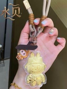 Labubu Gold 999 Keychain Handbag Pendant Creative Gift for Girlfriend Best Friend Cartoon Series Keychain Festive Supplies