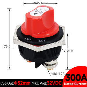 VANEAIMS DC32V Battery Disconnect Switch 50A 100A 200A 300A 12V 24V Removable Knob ON OFF Power Isolator Cut Off Master Switch for Car Motorcycle Truck RV Boat