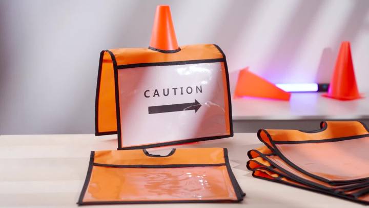 12-Pack Traffic Cone Sleeves With Message Pockets - Safety Warning Covers For Cones