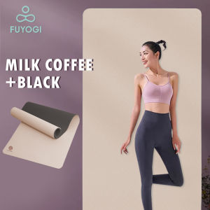 FUYOGI Non-slip TPE Yoga Mats Tasteless Pilates Gym Exercise Sport Living Room Pads for Fitness Body Building with Position Line with Carrying Strap & Bag 183 * 61 * 0.8cm