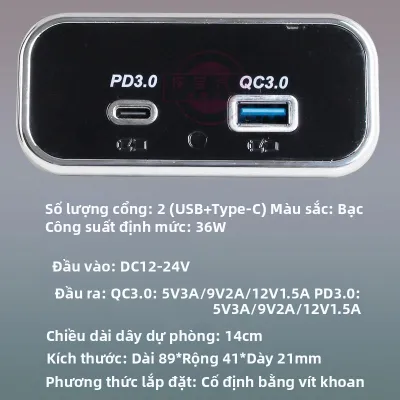 LAODIANJIA | Đầu Chuyển Đổi Cổng Sạc USB Cho Ô Tô 12V/24V Nhiều Cổng QC TypeC