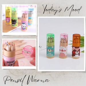 Pensil Warna 12 IN 1: Serutan & Kemasan Tabung