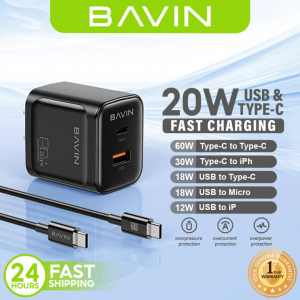 BAVIN PC2088 Universal 20W Fast Charging Adaptor Support PD + QC 3.0 Widely Compatibility for Android & iPh Devices