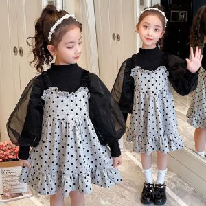 Blouse anak import lengan panjang motif polkadot usia 4-8 tahun / Dress import style korea / Baju anak import terbaru motif polkadot