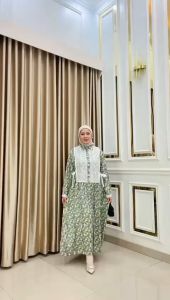 Dress Rayon Premium Mix Lace Import LD 110cm PJ 135cm Kancing Aktif Busui