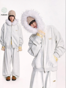 JNXS | Faux Fur Collar Warm Cardigan Set