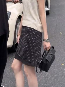 Elegant Lady Style Polka Dot A-Line Mini Skirt Womens Fashion Simple Match High Waist Commute Spring Season Long Skirt