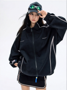 BJHG | American Retro Printed Color Block Casual Couple Jacket