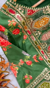 [PRE-ORDER] Ready Made Heavy Chinon Silk With Digital Print With Organza Embroidery Suit (10-15days delivery)