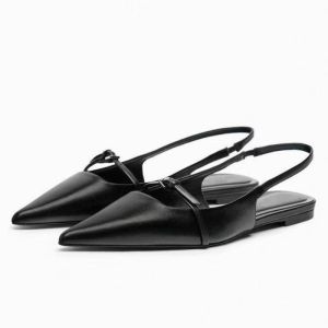 Giày Sandal Nữ Da PU Đế Bằng Họa Tiết Da Báo Thời Trang Gót Thấp Mũi Nhọn Giày Đi Biển Mùa Hè
