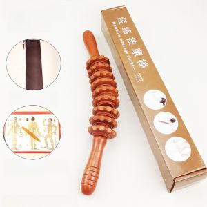 Meridian Facial Roller Solid Wood Yoga Roller Bar Facial Roller Leg Waist Cervical Spine Back Shoulder Wolf Tooth Wooden Massage Stick Roll Back Handy Gadget