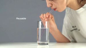 10pcs Clear Glass Straw Bent Straight Brush Set Eco Reusable Juice Coffee Smoothie Drinking Straw